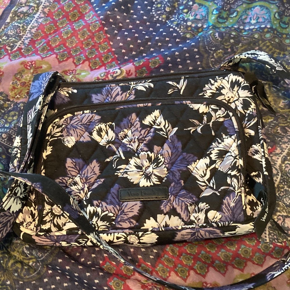 Vera Bradley Black and Blue Floral Crossbody Bag, like new